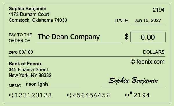 How to write a check for $0