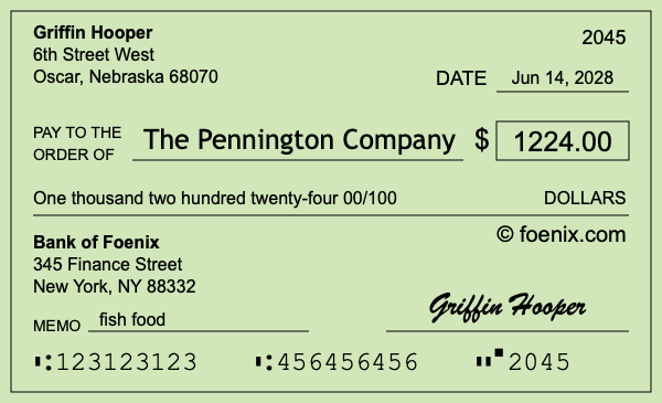 How to write a check for $1,224