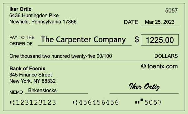 How to write a check for $1,225