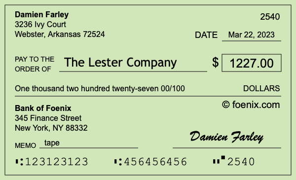 How to write a check for $1,227