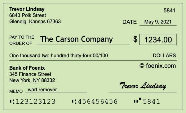 How to write a check for $1,234