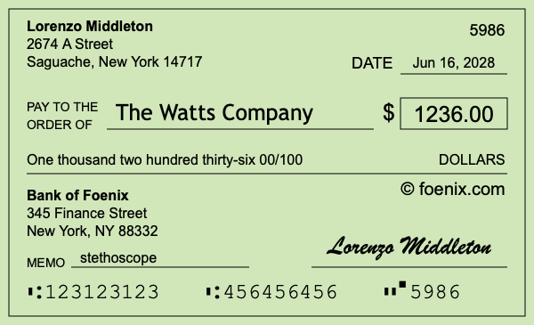 How to write a check for $1,236