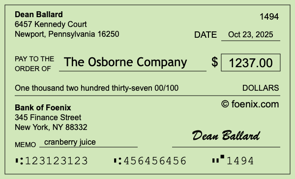 How to write a check for $1,237