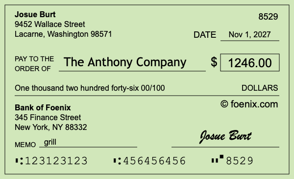 How to write a check for $1,246