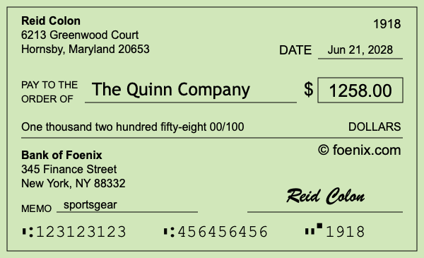 How to write a check for $1,258