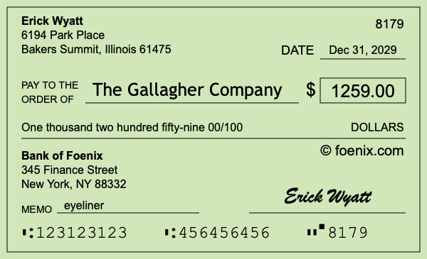 How to write a check for $1,259