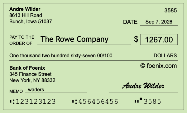 How to write a check for $1,267