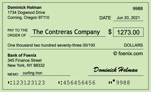 How to write a check for $1,273