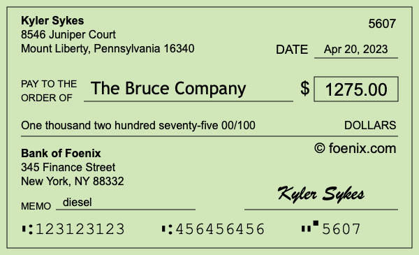 How to write a check for $1,275