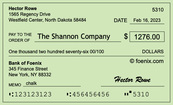 How to write a check for $1,276
