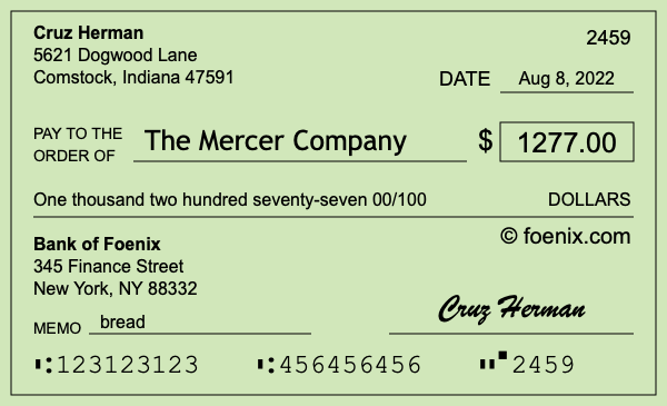 How to write a check for $1,277