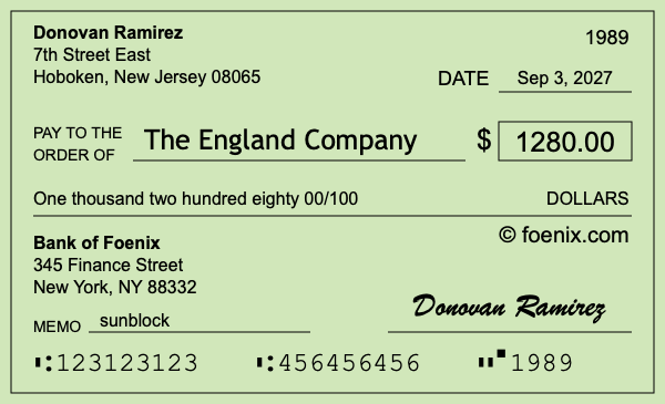 How to write a check for $1,280