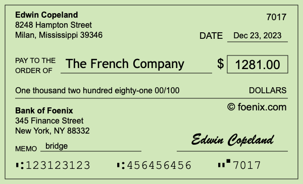 How to write a check for $1,281