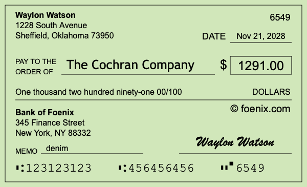 How to write a check for $1,291