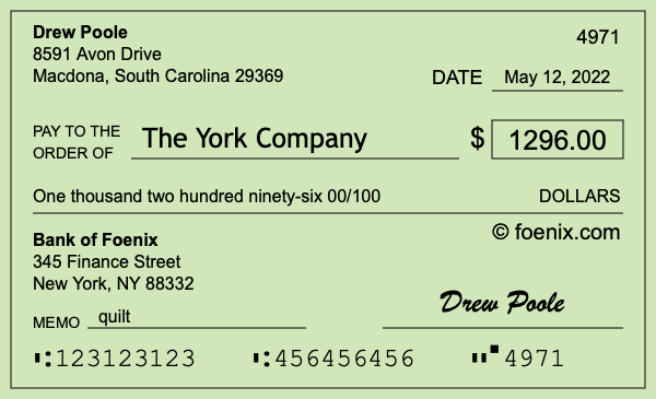 How to write a check for $1,296