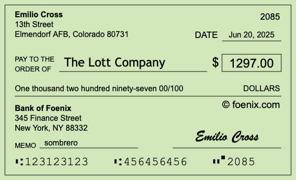 How to write a check for $1,297