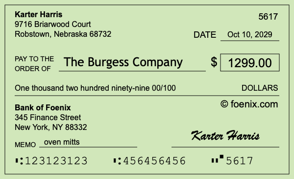 How to write a check for $1,299