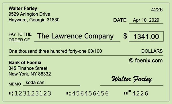 How to write a check for $1,341