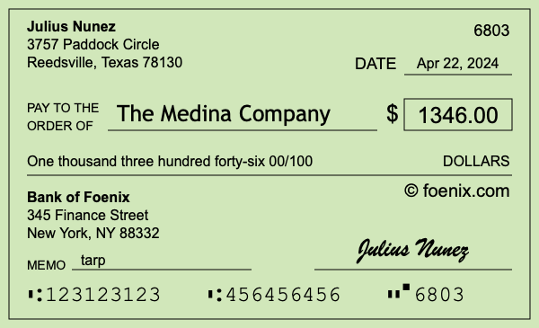 How to write a check for $1,346