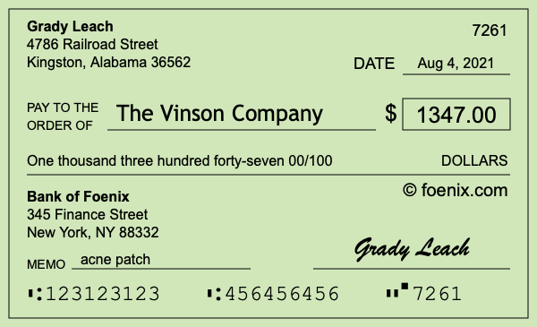 How to write a check for $1,347