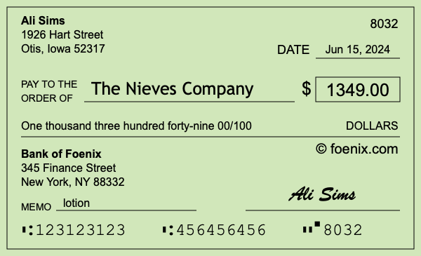 How to write a check for $1,349