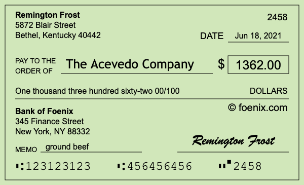 How to write a check for $1,362