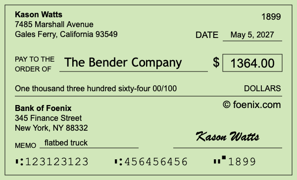 How to write a check for $1,364