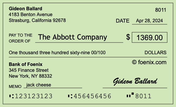 How to write a check for $1,369