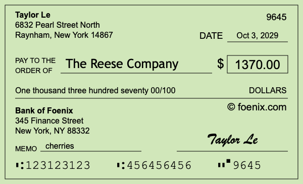 How to write a check for $1,370