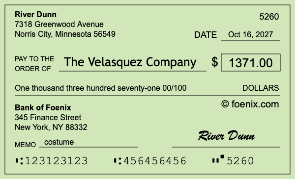 How to write a check for $1,371
