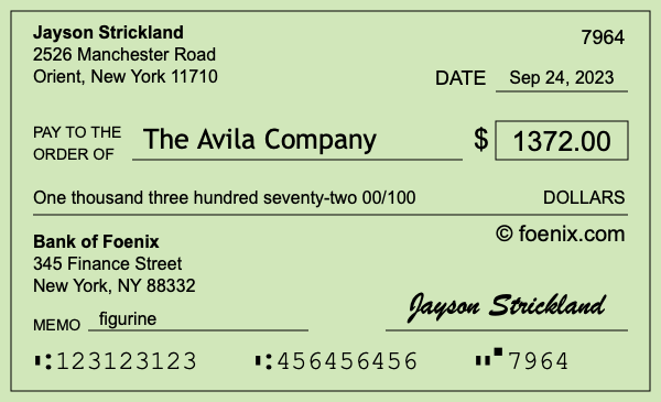 How to write a check for $1,372