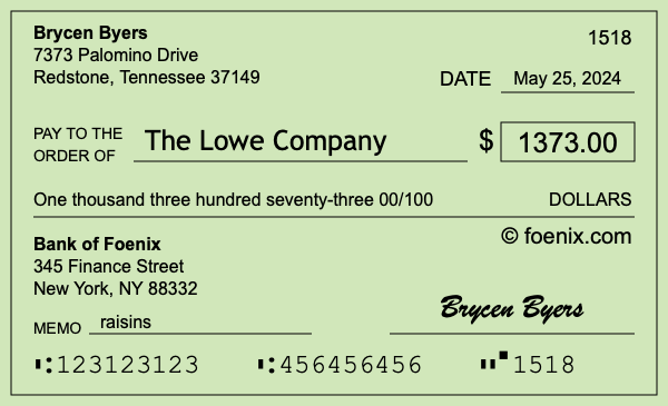 How to write a check for $1,373