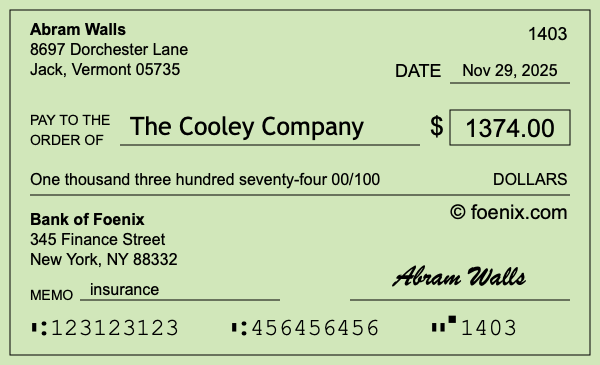 How to write a check for $1,374
