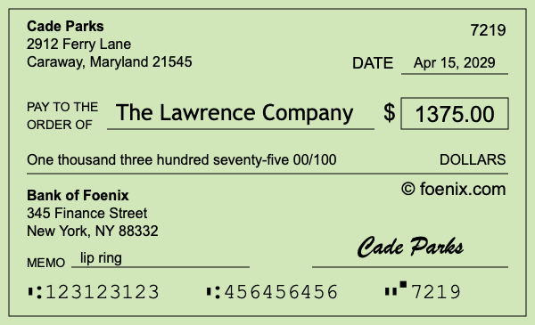 How to write a check for $1,375