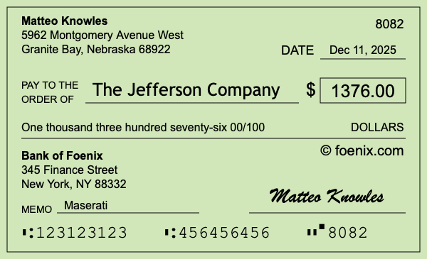 How to write a check for $1,376