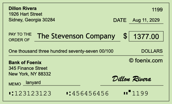 How to write a check for $1,377