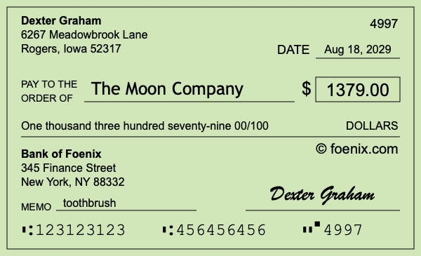 How to write a check for $1,379