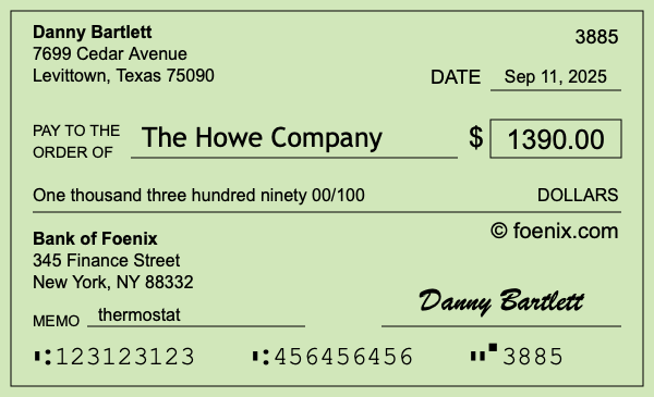 How to write a check for $1,390