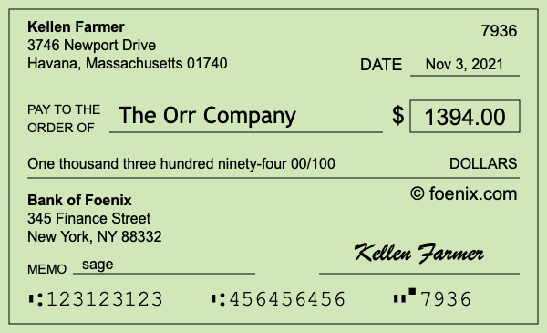 How to write a check for $1,394