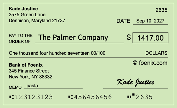 How to write a check for $1,417