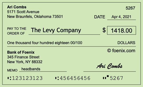 How to write a check for $1,418