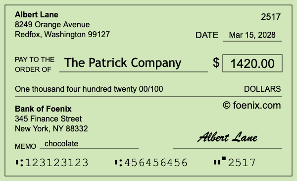 How to write a check for $1,420