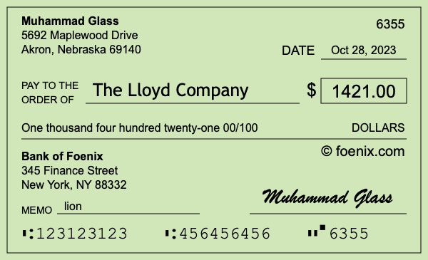 How to write a check for $1,421