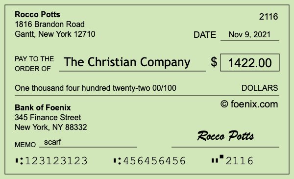 How to write a check for $1,422