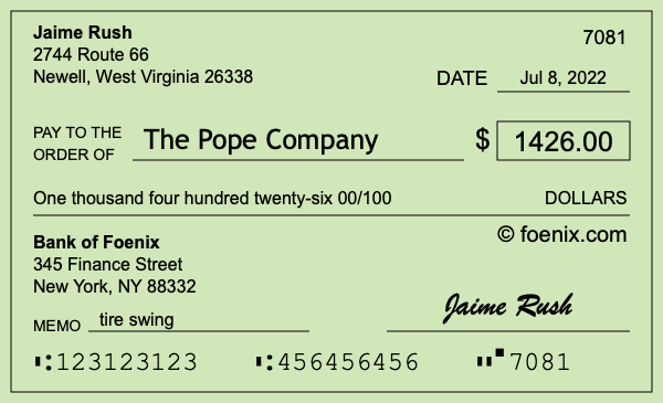 How to write a check for $1,426