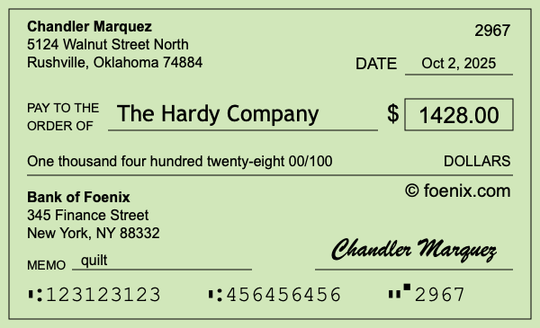 How to write a check for $1,428
