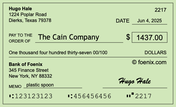 How to write a check for $1,437