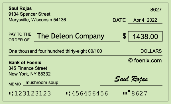 How to write a check for $1,438