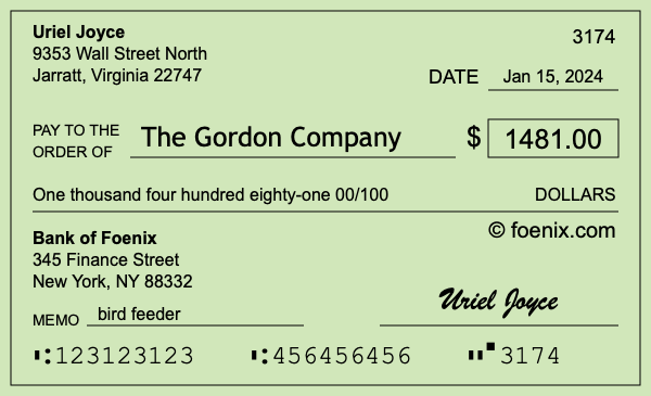 How to write a check for $1,481