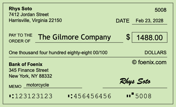 How to write a check for $1,488